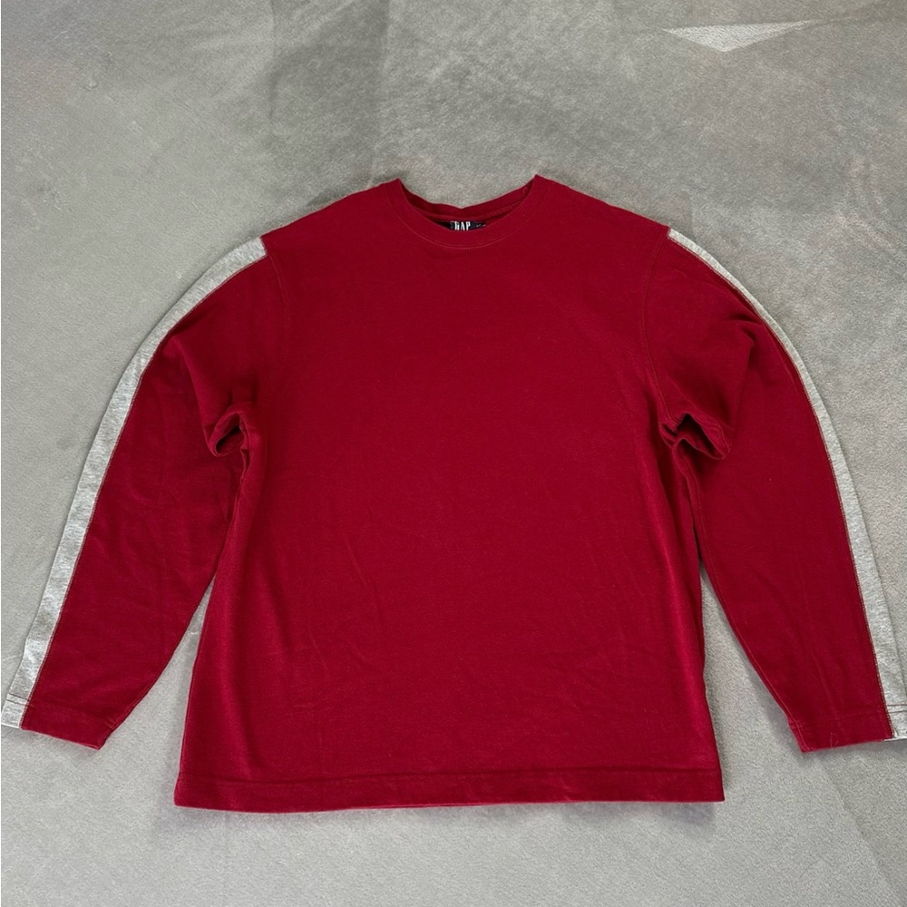 Vintage GAP Men’s Long Striped Sleeve Crewneck Y2K Casual Minimalist Red S